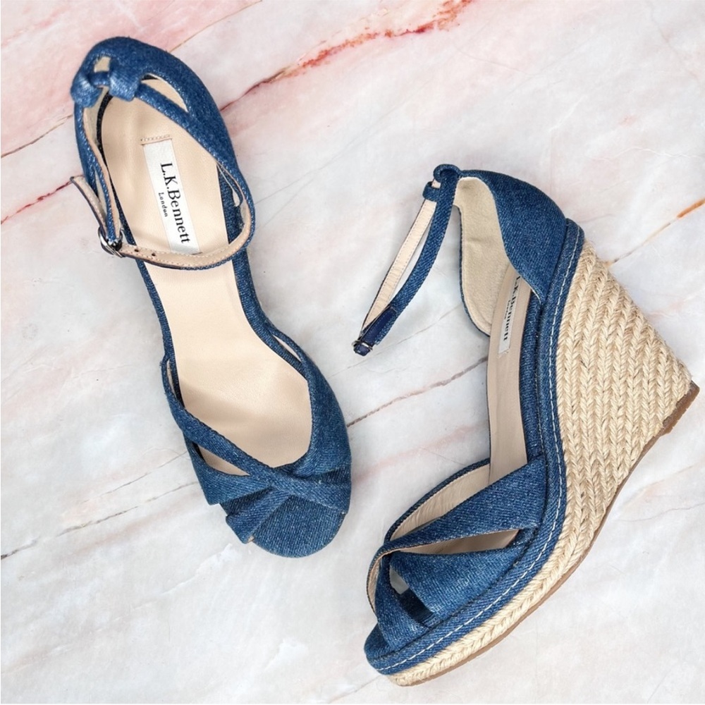 L.K. Bennett denim espadrille wedges